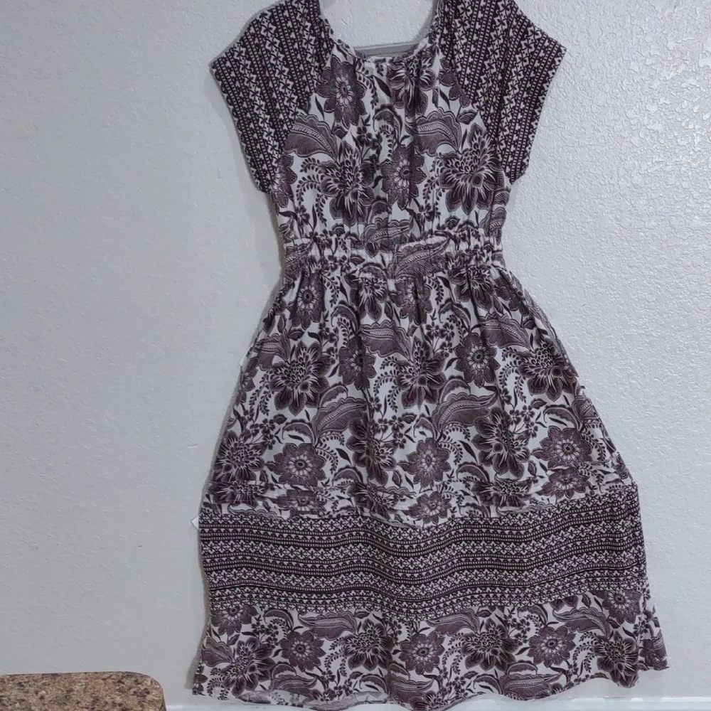 Rachel Zoe Floral Patterned Dress in Brown and White, Size L. - Picture 12 of 17